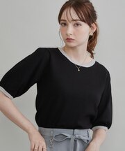 【きちんと見えて華やか・アンサンブル可】ラメ配色ニット