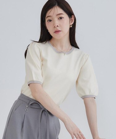 【きちんと見えて華やか・アンサンブル可】ラメ配色ニット