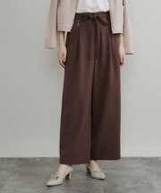 【接触冷感・UVカット・チャーム付】とろみリネンライクパンツ
