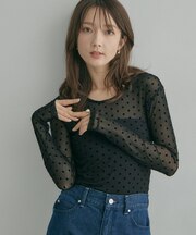 フロッキードットチュールトップス