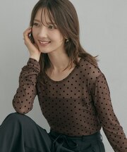 フロッキードットチュールトップス