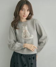 【ふわふわ猫ちゃんが可愛い】ジャカードニット