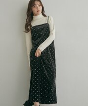 ベロア刺繍キャミワンピース