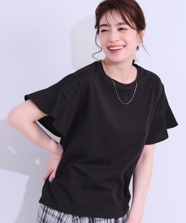 【ひんやり/プチプラ】女性らしさ溢れる お袖シアーフリルトップス