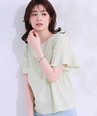 【ひんやり/プチプラ】女性らしさ溢れる お袖シアーフリルトップス