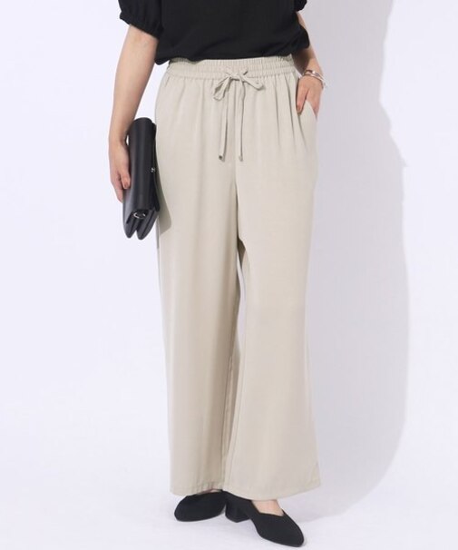 【セットアップ可/洗える】さらさらぷるん イージーワイドパンツ