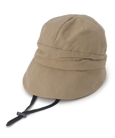 【UVカット】顔周りすっぽりキャスケット【サイズ調整／あご紐付き】