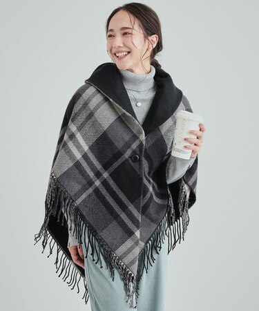 ◆【リバーシブル】柄アソート 衿ギャザーケープ