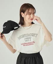 【洗える】ロゴデザインでこなれ見え フリルスリーブTシャツ