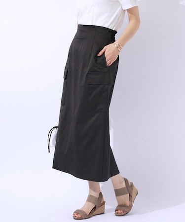 【洗える/UV】ウエストがキレイに見える カーゴナロースカ―ト