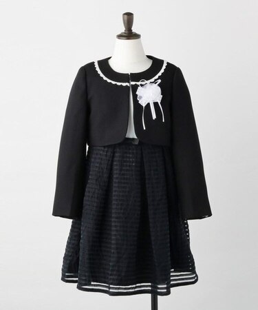 【110-130cm/3点セット/セレモニー/入卒】シアーボーダーワンピース