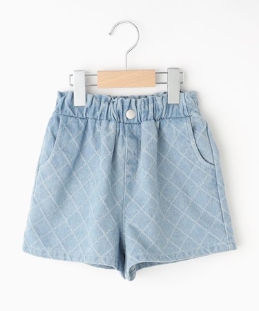 【110-140cm】格子ジャカードデニムショートパンツ