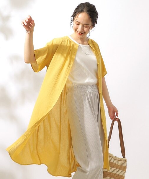 【洗える】ふんわり さらさら コットンシフォン シャツワンピース