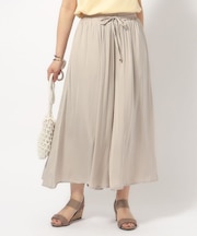 【無理せずキレイ】ロングシーズン活躍 サテンフレア ワイドスカーチョ