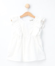 【110-140cm】カットドビーフリルブラウス