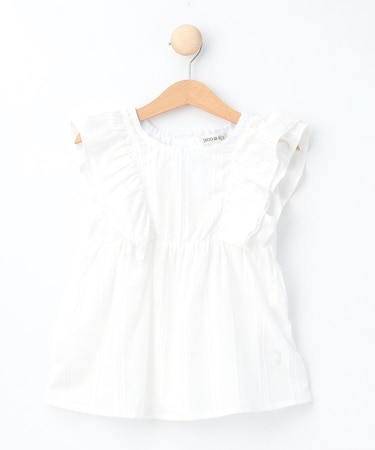 【110-140cm】カットドビーフリルブラウス