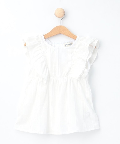 【110-140cm】カットドビーフリルブラウス