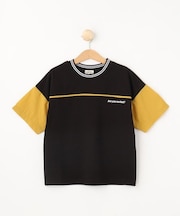 【110-140cm】異素材ミックス お袖切替Tシャツ