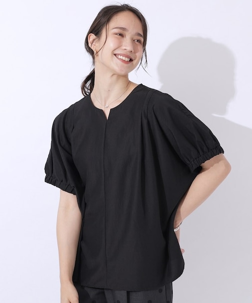 【高レビュー/無理せずキレイ】女性らしさを引き立てる お袖たっぷりギャザー ドルマンブラウス