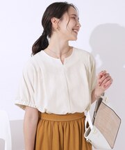 【高レビュー/無理せずキレイ】女性らしさを引き立てる お袖たっぷりギャザー ドルマンブラウス