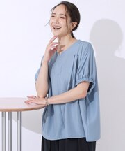 【高レビュー/無理せずキレイ】女性らしさを引き立てる お袖たっぷりギャザー ドルマンブラウス