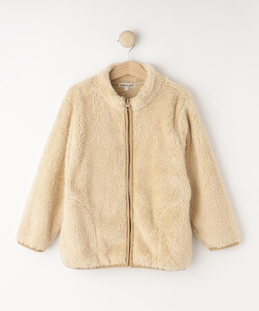 【110-140cm/洗える/男女兼用】さらりと羽織れる パイピング ボアブルゾン