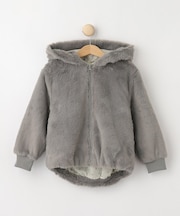 【110-140cm】フェイクファー耳付きパーカ