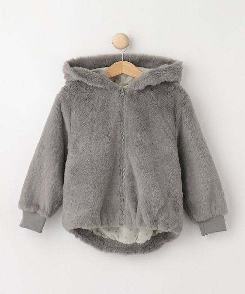 【110-140cm】フェイクファー耳付きパーカ