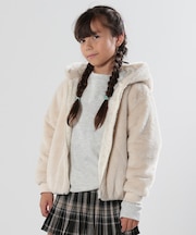【110-140cm】フェイクファー耳付きパーカ