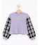 【110-140cm/セットアップ可】袖チェックドッキングトップス