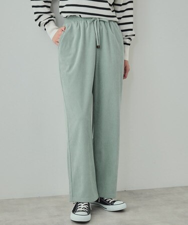 【高レビュー/洗える/SS-3L】きれいめカジュアルに あったか裏起毛 コーデュロイイージーワイドパンツ