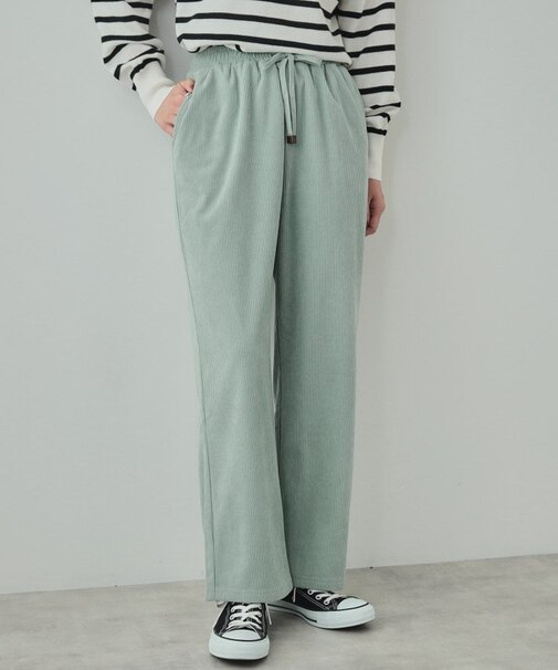 【高レビュー/洗える/SS-3L】きれいめカジュアルに あったか裏起毛 コーデュロイイージーワイドパンツ