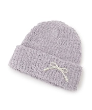 パール調リボンポコポコニット帽子