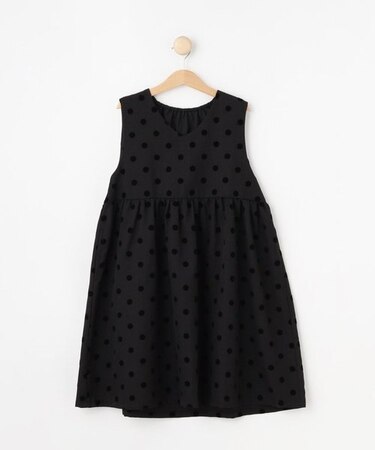 【100-140cm/プチセレ】フロッキードットワンピース