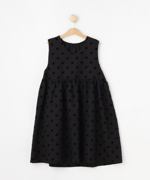 【100-140cm/プチセレ】フロッキードットワンピース