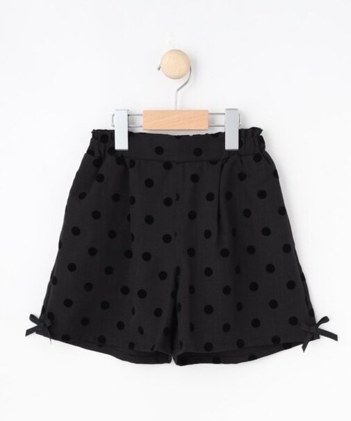 【100-140cm/プチセレ/セットアップ可】フロッキードットショートパンツ