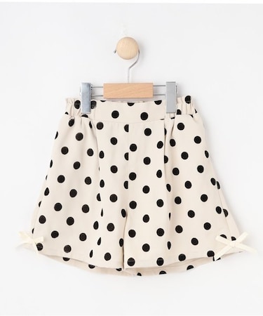 【100-140cm/プチセレ/セットアップ可】フロッキードットショートパンツ