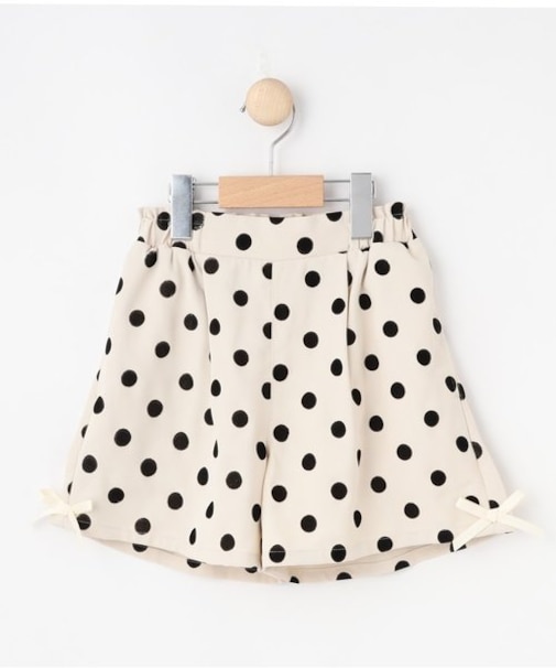 【100-140cm/プチセレ/セットアップ可】フロッキードットショートパンツ