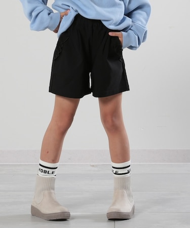 【110-140cm】ストレッチ裏起毛フリルポケットショートパンツ