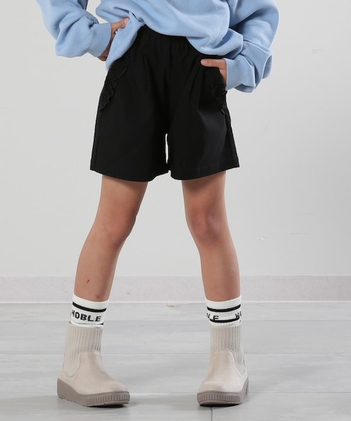【110-140cm】ストレッチ裏起毛フリルポケットショートパンツ