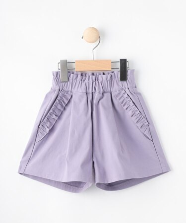 【110-140cm】ストレッチ裏起毛フリルポケットショートパンツ