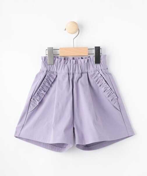 【110-140cm】ストレッチ裏起毛フリルポケットショートパンツ