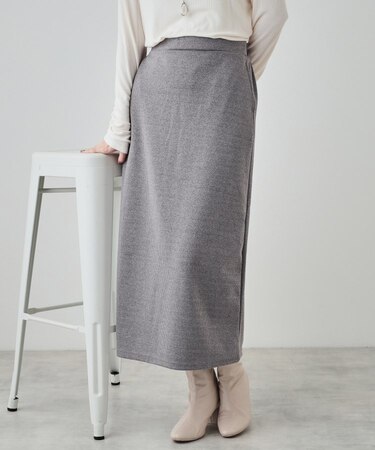 【S-LL】さりげないラメが上品 やわらかナロースカート