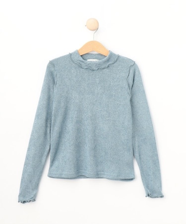 【110-140cm】プチハイネックラメニットソープルオーバー