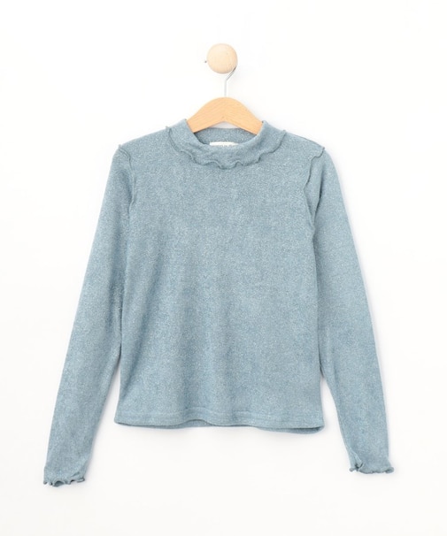 【110-140cm】プチハイネックラメニットソープルオーバー