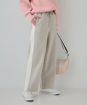 【S-LL】脚のラインをきれいに見せる サイドライン起毛イージーパンツ