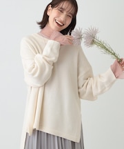 【S-LL/体型カバー】軽くてふわふわ お尻が隠れるワイドシルエットニット