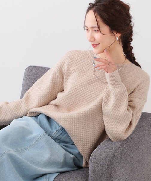 【高レビュー/洗える/S-LL】ポコポコの表面感が魅力 ラーベン柄ニット