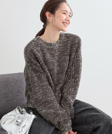 【前後2WAY/コンパクト丈】ぽこぽこ MIXニットカーディガン