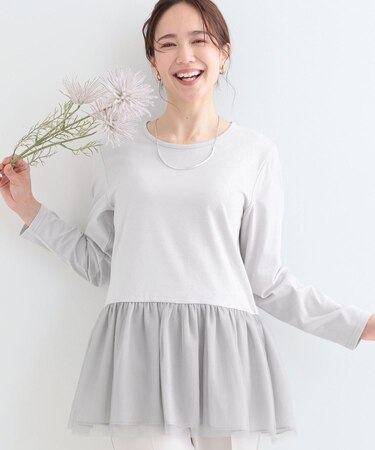 【S-LL/体型カバー】いつものコーデにプラスワン　裾チュールインナー